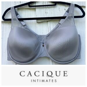Cacique Intimates Gray Full Coverage Underwire Bra‎ Sheer Mesh Trim 42DDD